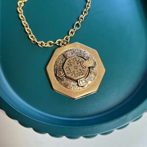 Vintage 1960s Bohemian Ornate Carved Buddhist Medallion Hexagon Pendant